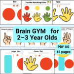 Brain Gym for Toddlers 2-3 printable worksheets PDF for fine motor skills and coordination