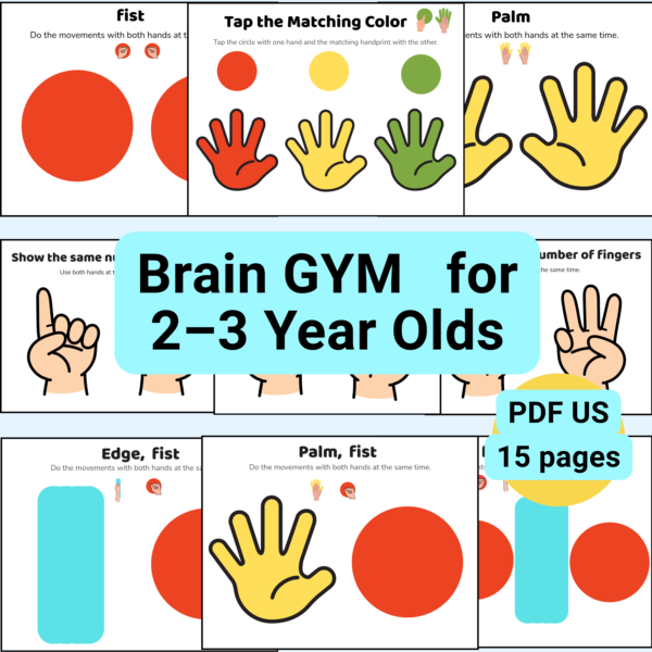Brain Gym for Toddlers 2-3 printable worksheets PDF for fine motor skills and coordination