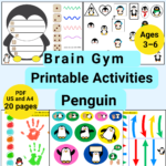 Penguin Brain Gym printable activities for kids ages 3-6