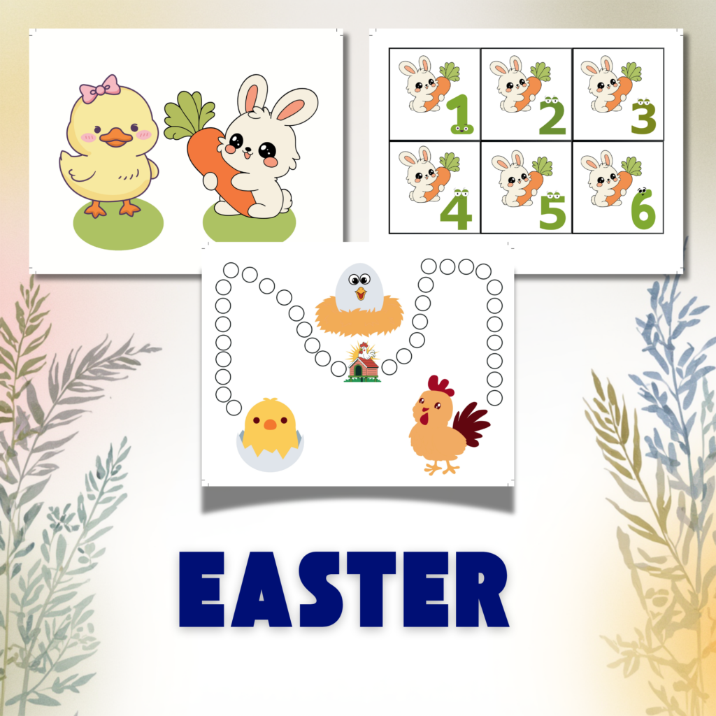 Free printable Easter counting worksheets for kids with games and activitie