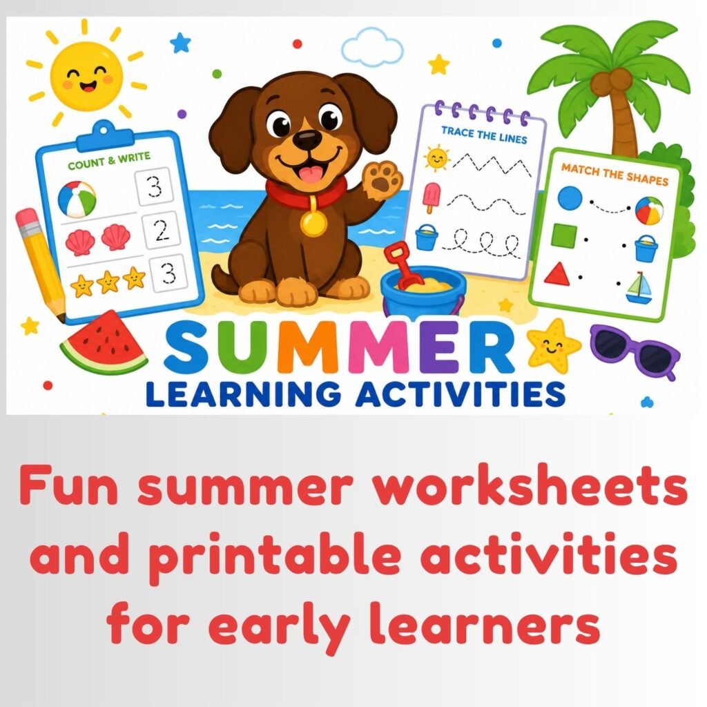 Summer printable learning activities for preschool and kindergarten kids
