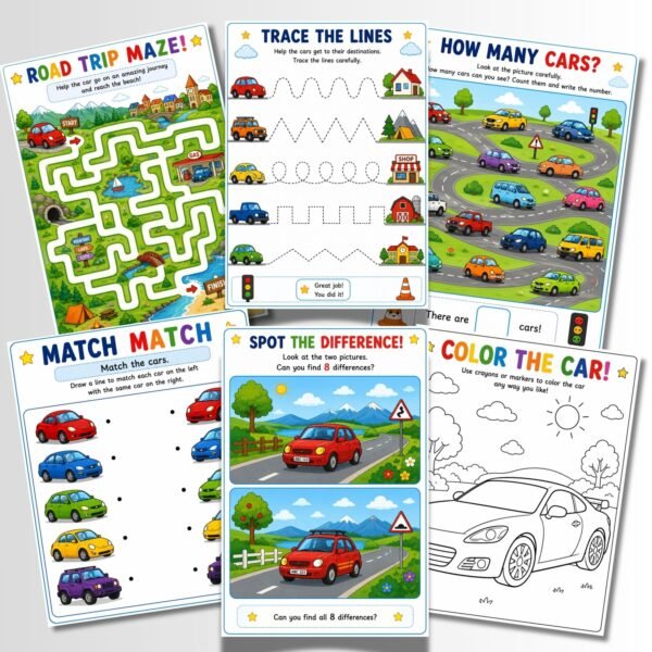 Kids travel busy book printable activity pages