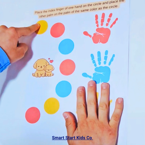 Printable brain gym activity for toddlers and preschool kids with hand signs