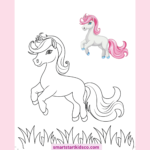 Easy unicorn coloring pages printable PDF for young children and toddlers.