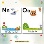 Narwhal and owl alphabet handprint craft worksheets for preschool and kindergarten