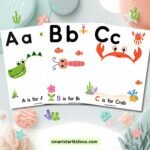 Alphabet handprint craft printable for preschoolers – A is for Alligator, B is for Butterfly, C is for Crab