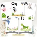Printable alphabet handprint animal worksheets for preschool and toddler learning activities