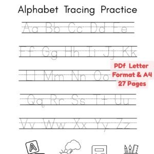 Printable Alphabet Tracing Worksheets A-Z PDF for Preschool, Pre-K and Kindergarten Handwriting Practice