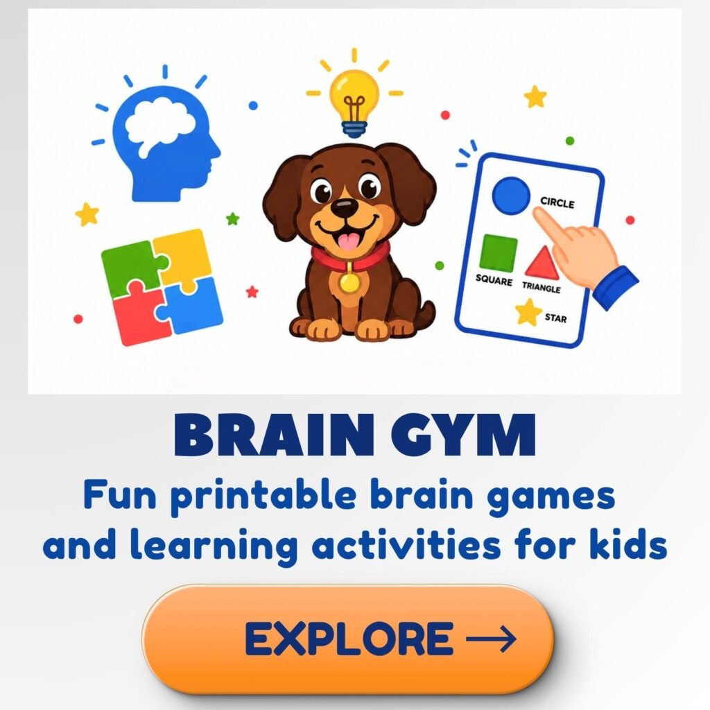 Brain Gym printable learning activities for preschool and kindergarten kids