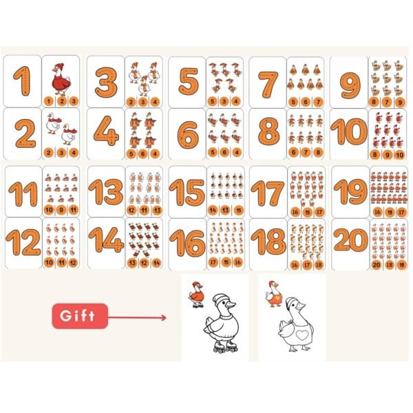Printable counting flash cards numbers 1-20.