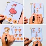 Number matching activity using counting flash cards.