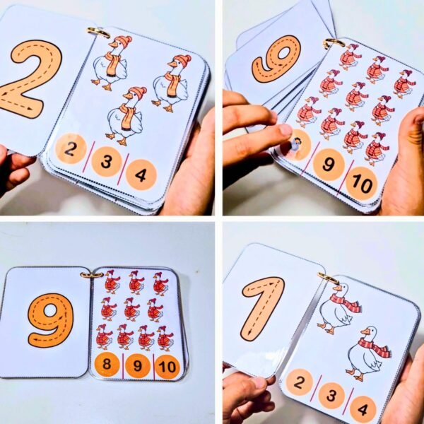 Counting flash cards for preschool and kindergarten children.