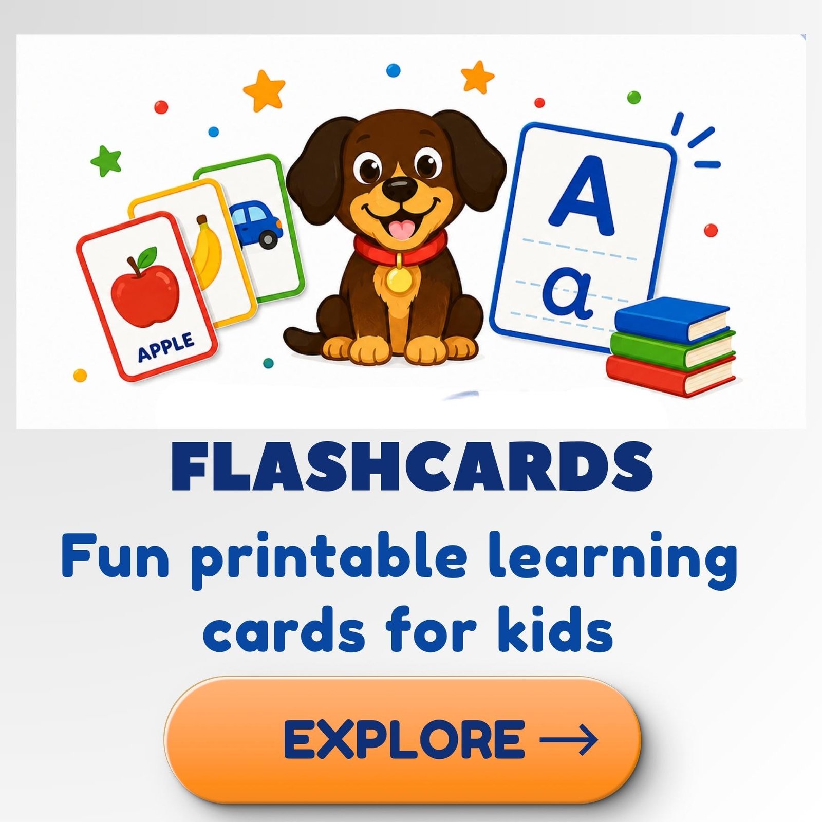 Printable flashcards for kids with alphabet cards, picture cards and learning activities