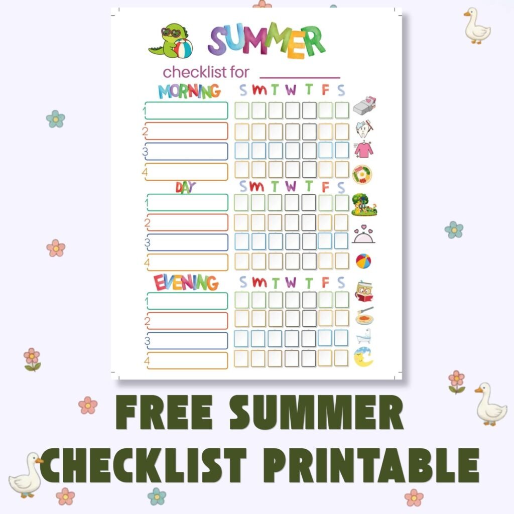 Free Summer Checklist Printable for Kids