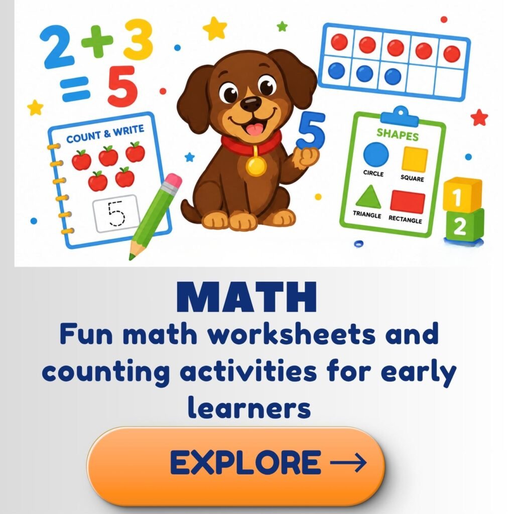 Math printable activities for preschool and kindergarten kids