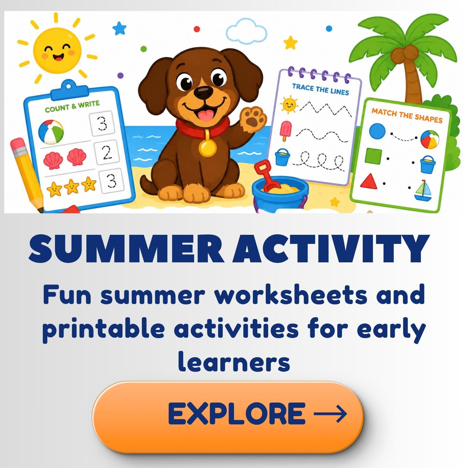 Summer printable learning activities for preschool and kindergarten kids