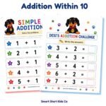 Addition Within 10 Worksheets for Kindergarten | Printable Simple Addition Activities