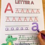 Letter A tracing worksheet for preschool kids ages 3-6