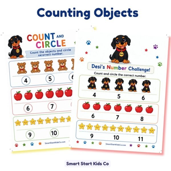 Counting Objects Worksheets for Kindergarten | Count and Match Printable Math Activities