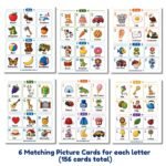 Printable alphabet picture cards A–L for letter recognition, vocabulary building, and alphabet matching activities for preschool and kindergarten