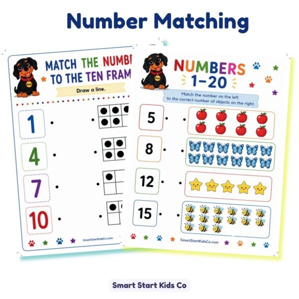 Number Matching Worksheets for Kindergarten | Match Numbers to Quantities