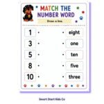 Number Word Matching Worksheets | Match Numbers to Number Words Activities