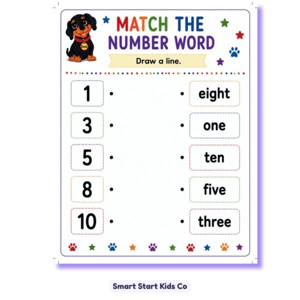 Number Word Matching Worksheets | Match Numbers to Number Words Activities