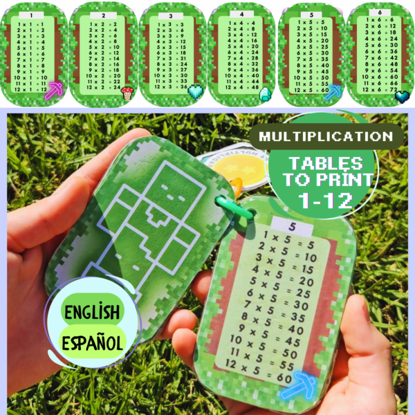 Printable Multiplication Table Keychain 1–12 for kids