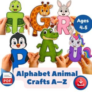 A–Z Alphabet Animal Crafts | Printable Cut and Assemble Activities for Kids