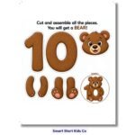 Printable number 10 bear craft activity for kids ages 4-5