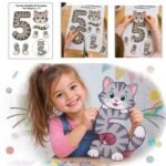 Printable number 5 cat craft activity for kids ages 4-5