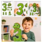 Printable number 3 iguana craft activity for kids ages 4-5