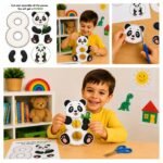 Printable number 8 panda craft activity for kids ages 4-5