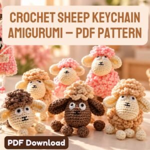Crochet Sheep Amigurumi Keychain – PDF Pattern